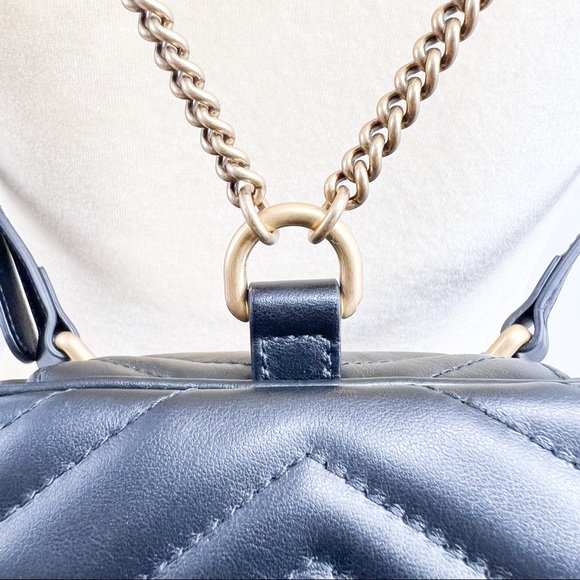 Gucci GG Marmont Mini Matelassé Black Leather Backpack New Authentic - Picture 14 of 16